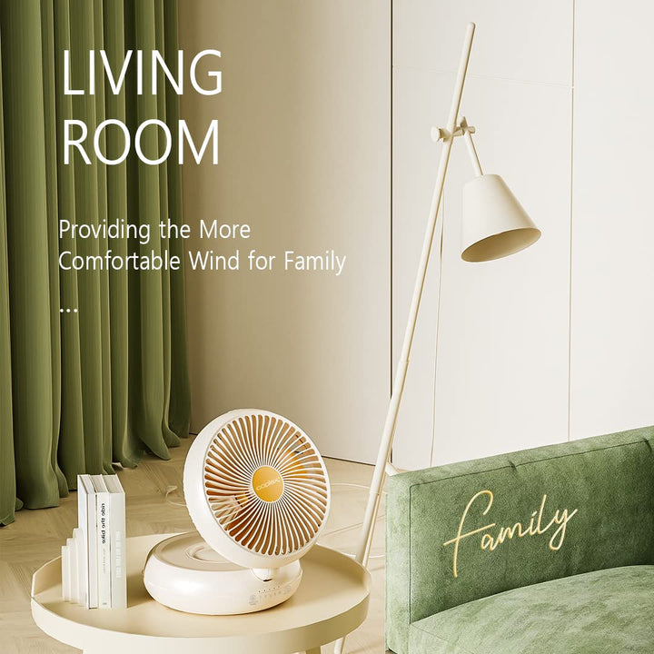 Table Fan, Rechargeable Remote Control Fan with Auto Oscillation 90 Foldable Ultra Quiet 4 Speeds Wind, Portable Air Circulator Fan,Hang Hook, USB Wall Fan for Bedroom Office Kitchen