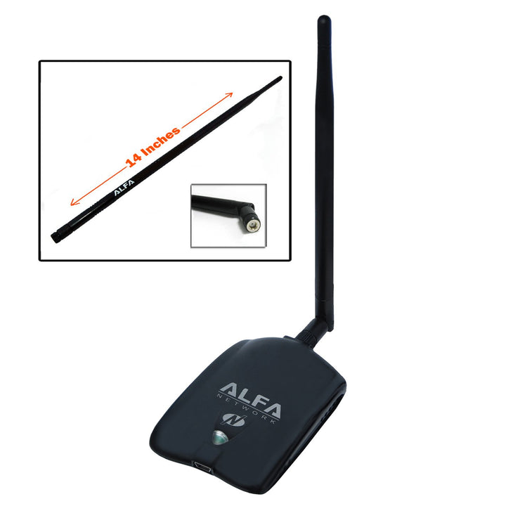 AWUS036NHA High Gain Wireless B/G/N USB Adaptor - Long-Rang Wi-Fi Network Adapter with 5dBi and 9dBi Antenna for Wardriving & Range Extension - Windows 7, XP/Vista 64-Bit /128-Bit - Atheros
