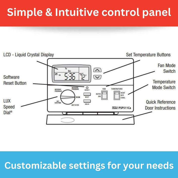 PRO PSP511LC 5-2 Day Deluxe Programmable Thermostat