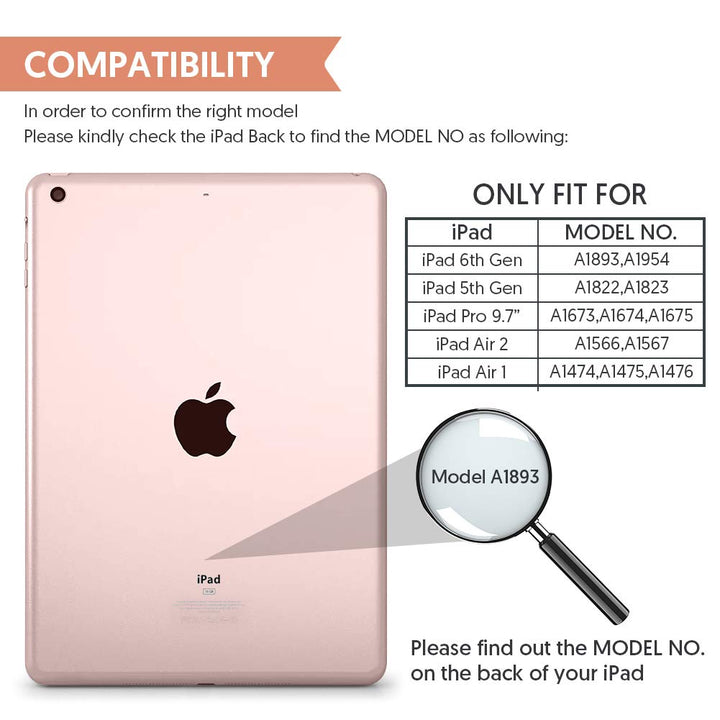 Wireless Bluetooth Keyboard Case for iPad 5th-6th Gen, Air 1-2, iPad Pro 9.7 - Slim Full Protection Cover