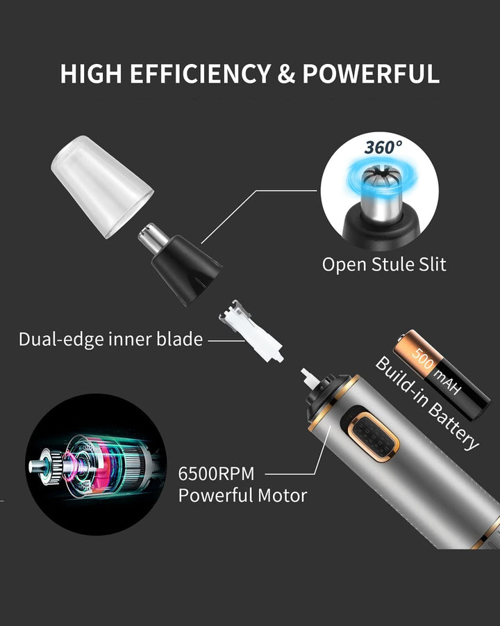 Nose Hair Trimmer for Men 2024 Professional Painless Rechargeable Nose Trimmer for Men and Women, Eyebrow Facial Hair Trimmer, Powerful Motor, IPX7 Waterproof, Dual Edge Blades