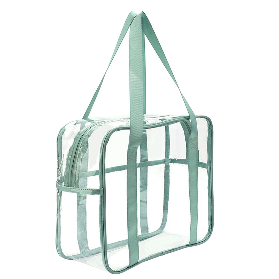 Clear Tote Bag Cosmetic Bag Transparent Makeup Toiletry Lightweight Waterproof Organizer Beach Bag Green
