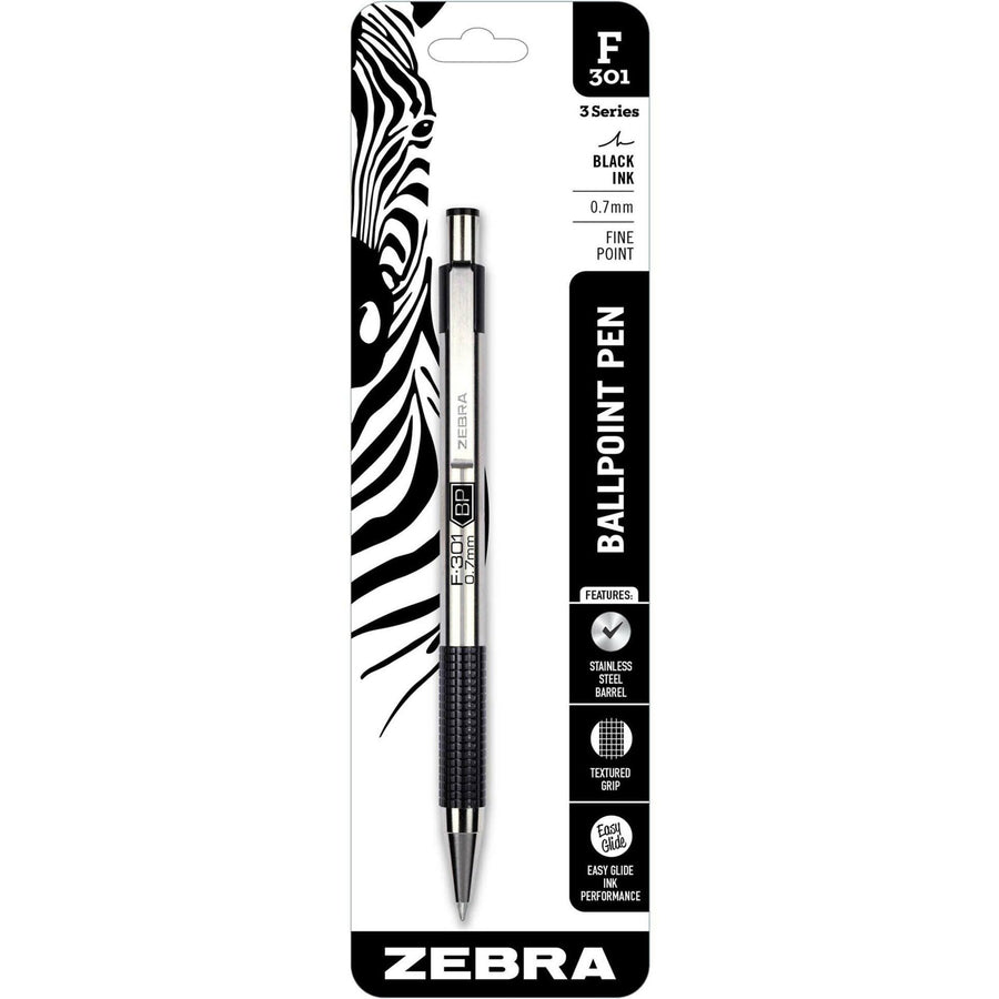 F-301 Ballpoint Retractable Pen, Black Ink, Medium Point, EA - ZEB27211