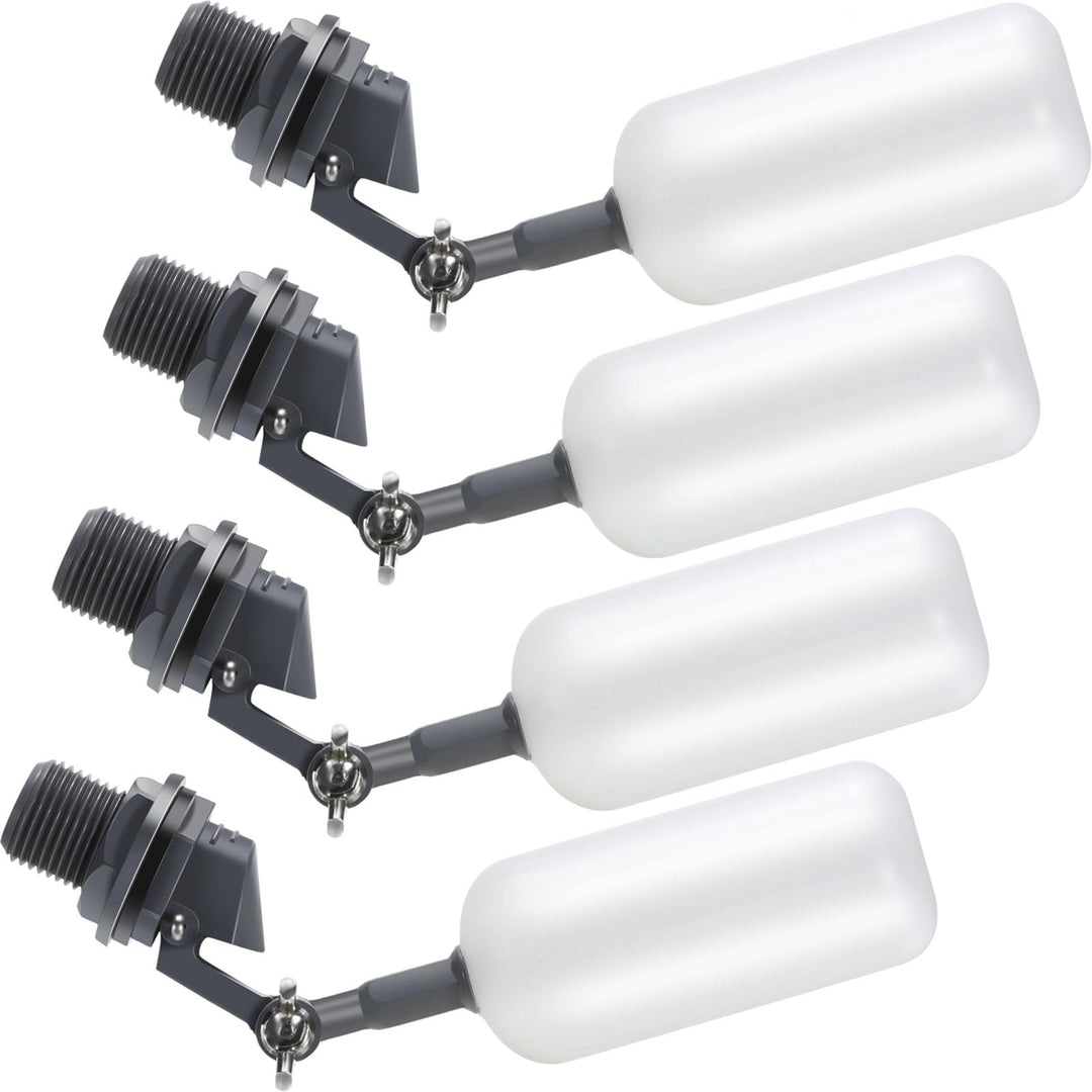Float Ball Valve, 3/4 Inch Supply Tube Male Automatic Fill Feed Humidifier Tank Water with Adjustable Arm for Ponds, Livestock Water Trough, Aquariums, Aquaculture, Hydroponics and Reservoir (4 Pack)