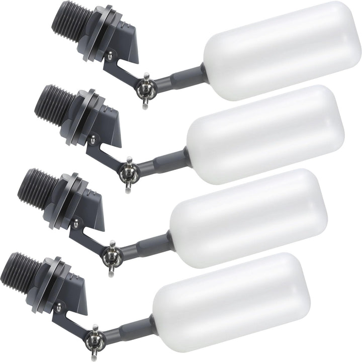 Float Ball Valve, 3/4 Inch Supply Tube Male Automatic Fill Feed Humidifier Tank Water with Adjustable Arm for Ponds, Livestock Water Trough, Aquariums, Aquaculture, Hydroponics and Reservoir (4 Pack)
