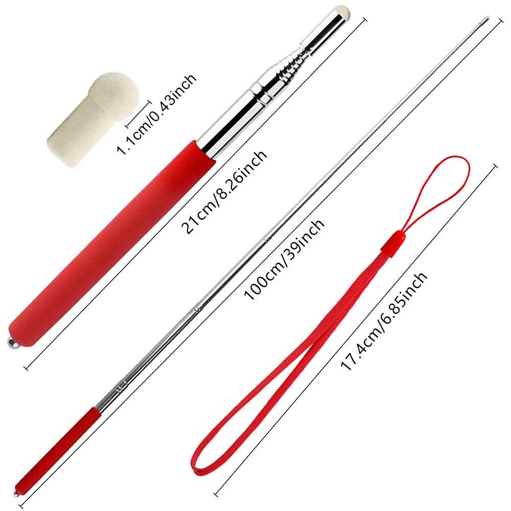 Telescopic Pointer Stick with Hand Lanyard, Teacher Pointer for Classroom, Presentation Pointers for Teachers, Hand Pointer Extendable Pointer Stick Retractable Pointer Pen Whiteboard Pointer (Black)