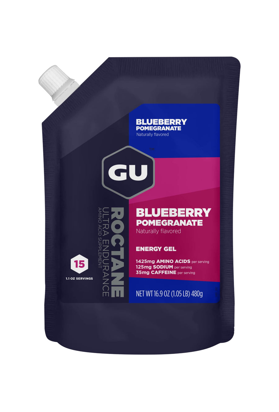 Energy Roctane Ultra Endurance Energy Gel, Vegan, Gluten-Free, Kosher, and Dairy-Free On-The-Go Sports Nutrition for Running, Biking, Hiking or Skiing, 15 Servings, Blueberry Pomegranate