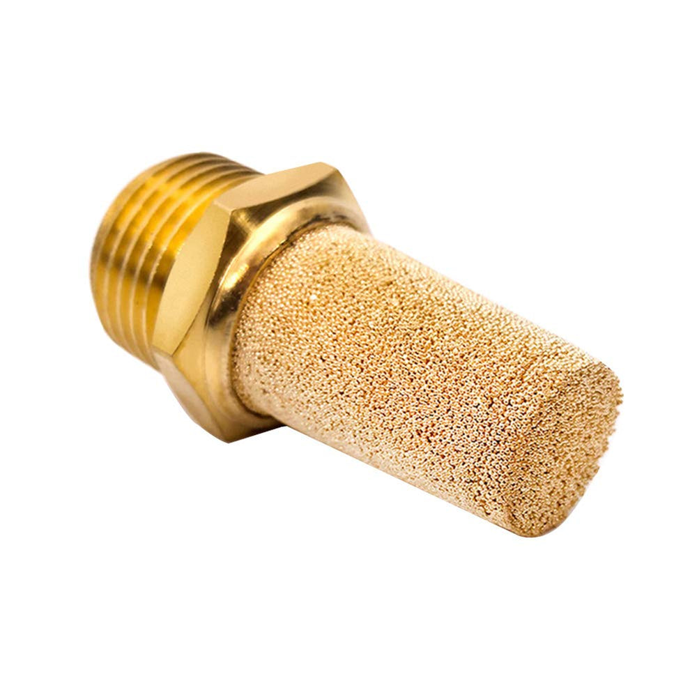 Beduan 3 Pcs Pneumatic Brass Exhaust Muffler Filter, 1/2 Male Thread Hex Sintered Silencer Air Line Fitting