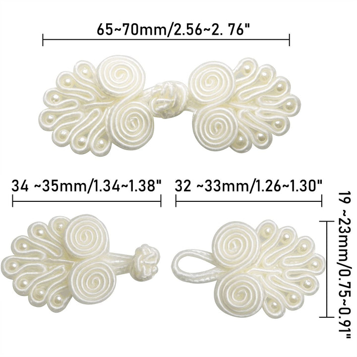 10PCS Chinese Closure Buttons, Chinese Knots Frog Buttons Closure Sewing Buttons Fasteners for DIY Sewing Sweater Cheongsam Cloak Coats Scarf Cardigan and Costumes Outfit Sewing, Ivory White