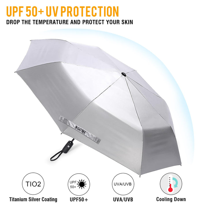 UPF 50+ UV Protection Large Travel Umbrella 42/46 Inch Auto Open Close Windproof Sun Blocking Umbrella