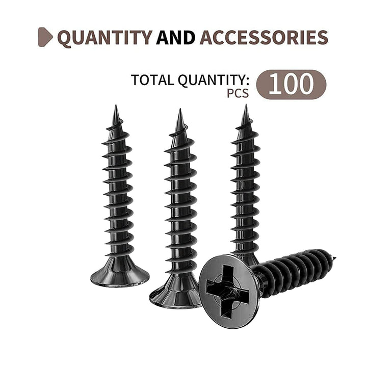 M3 x 3/8“ Wood Screws,Sheet Metal Screws Phillips Drive Small Screws, Flat Head Small Wood Screws Made of Carbon Steel, Suitable for Wood Furniture and Drywall 100pcs.(10mm)