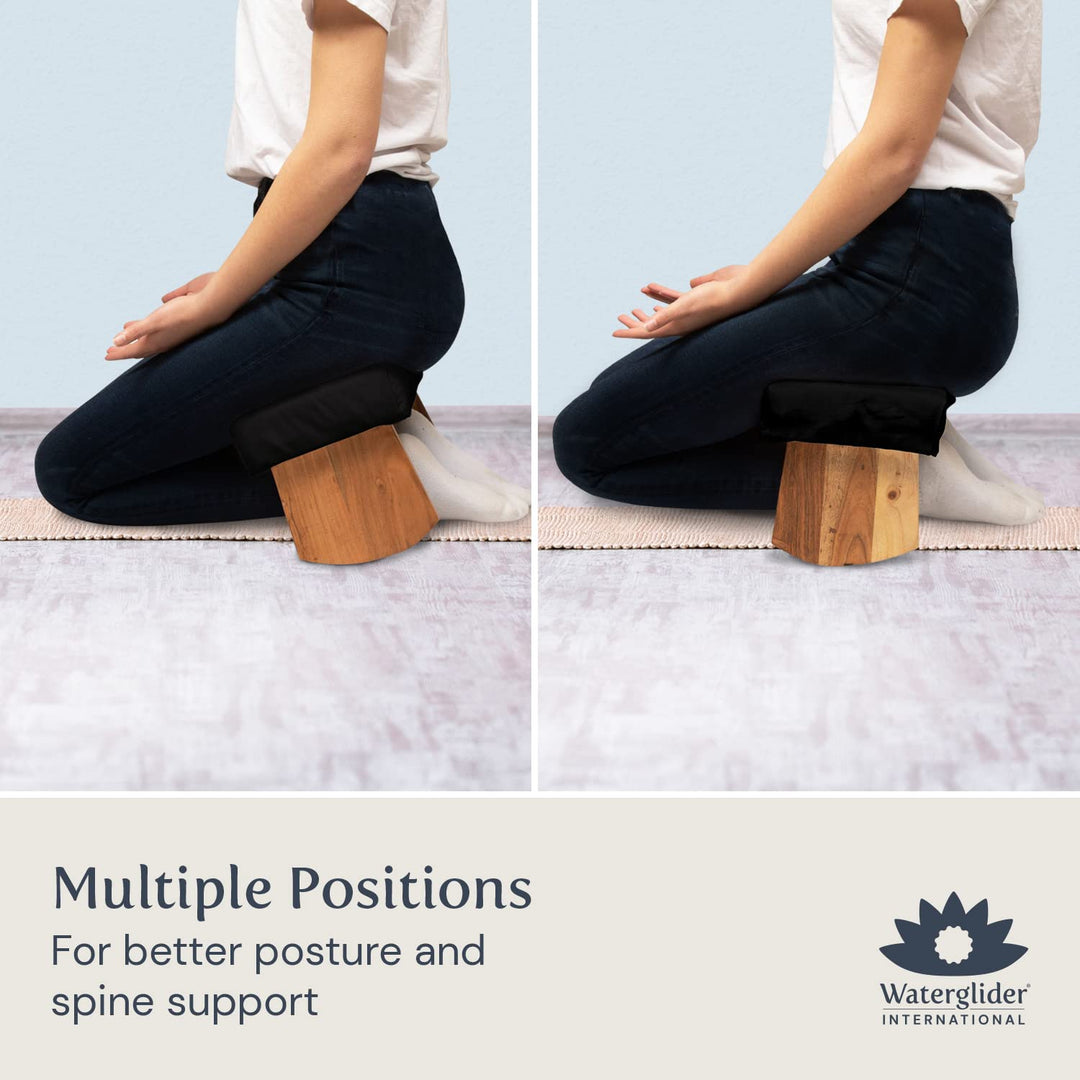 Meditation Bench (Zen Black), Seiza, Sustainable Acacia Wood with Curved Bottom Edges for The Perfect Posture, Meditation Stool, Prayer Bench, Meditation Chair, Yoga Stool