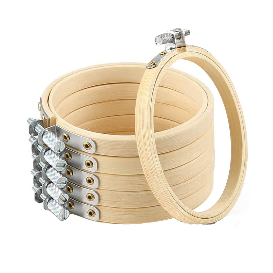 6 Pieces Embroidery Hoops Adjustable Bamboo Circle,Cross Stitch Hoop Ring Bulk Wholesale for DIY Craft Wedding Decoration (10 inch)