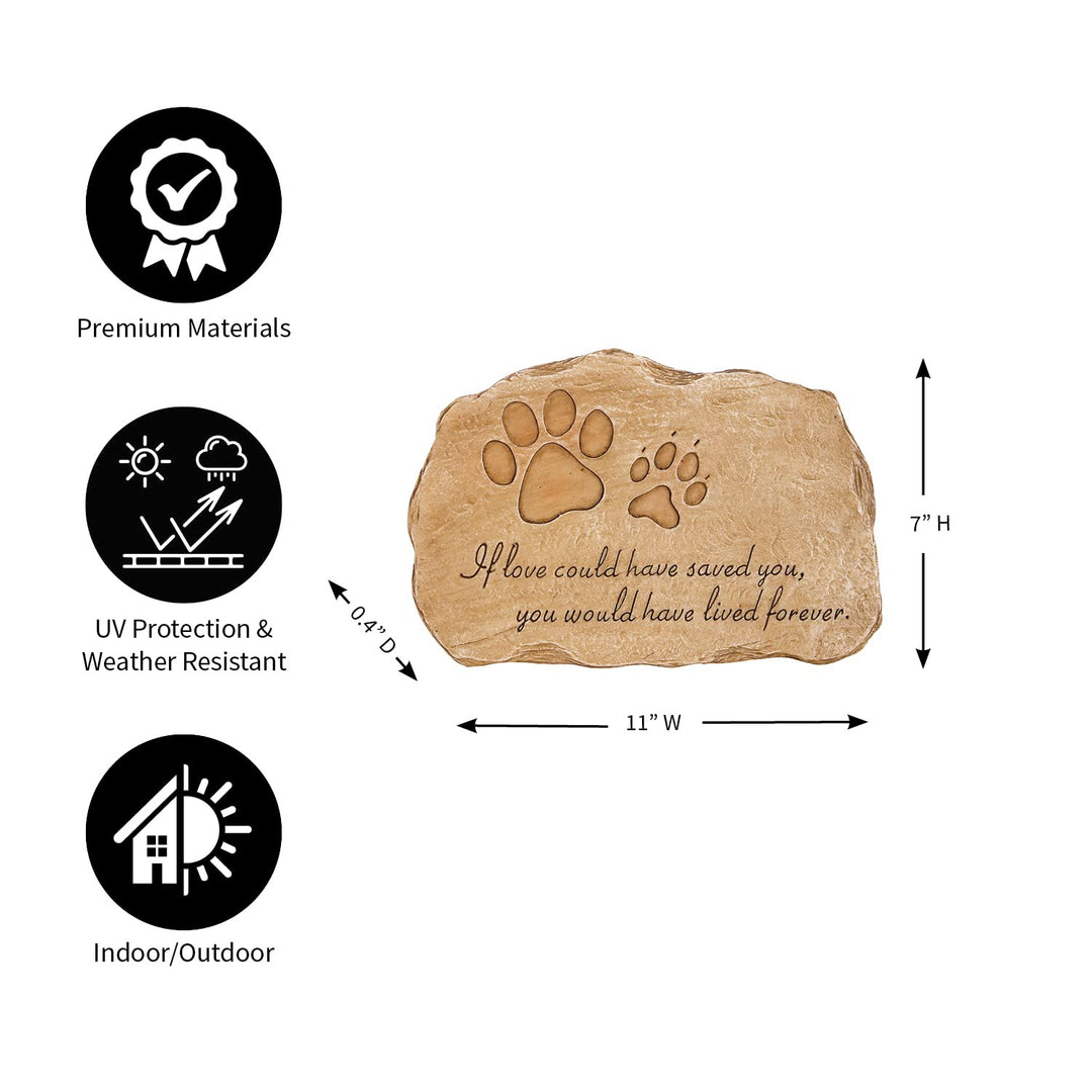 Pet Paw Print If Love Could Have Saved You Garden Memorial Stone | Outdoor Safe | 12-Inch | Rainbow Bridge | Remembrance for Lost Love One