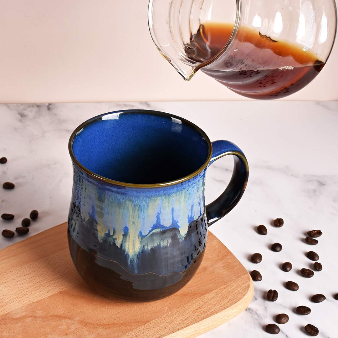 Large Ceramic Coffee Mug, Blue Big Tea Cup for Office and Home, 21 Oz, Dishwasher and Microwave Safe, 1 PCS