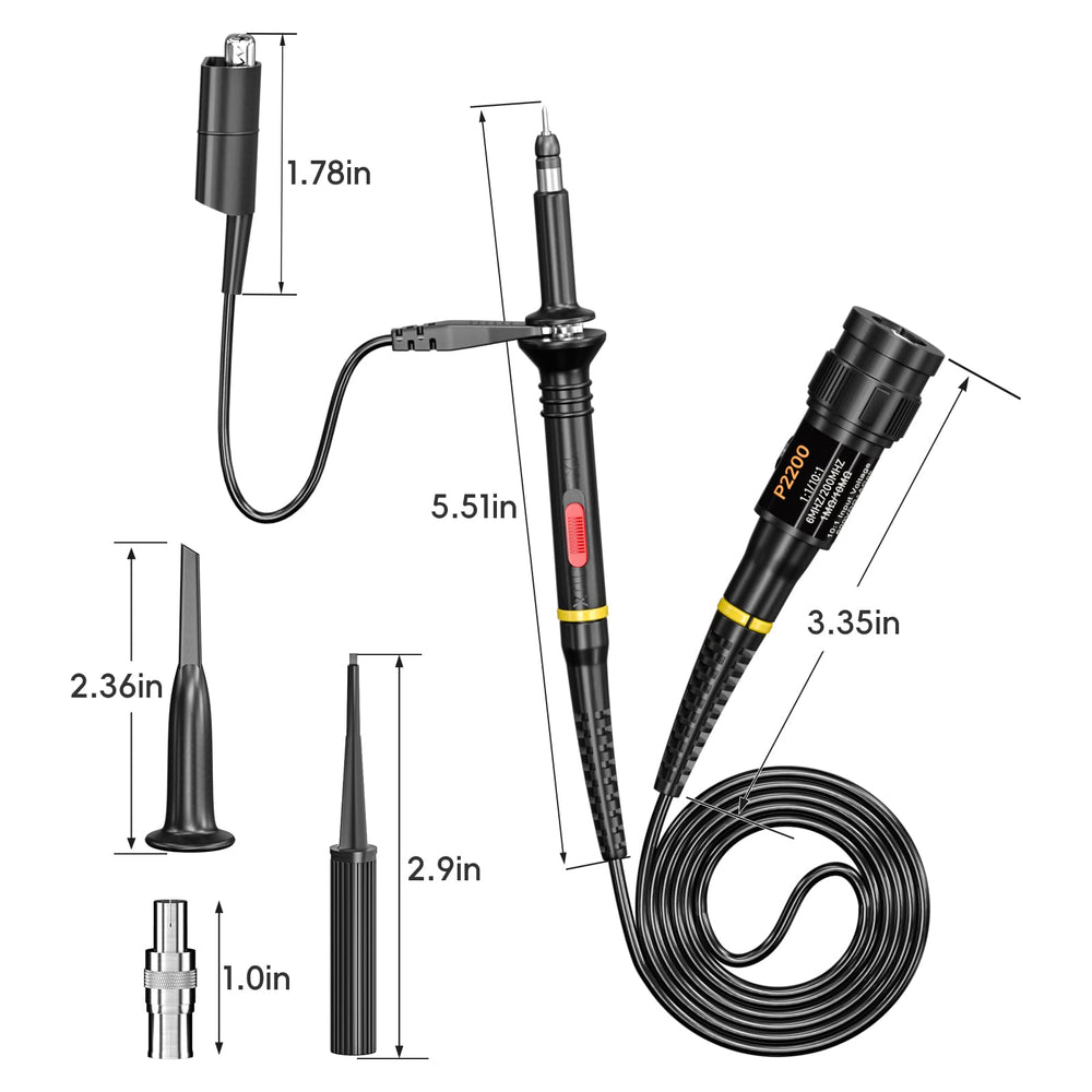 Oscilloscope Clip Probes 200MHz Fully Insulated BNC End Probe with Accessories Kit 1X 10X