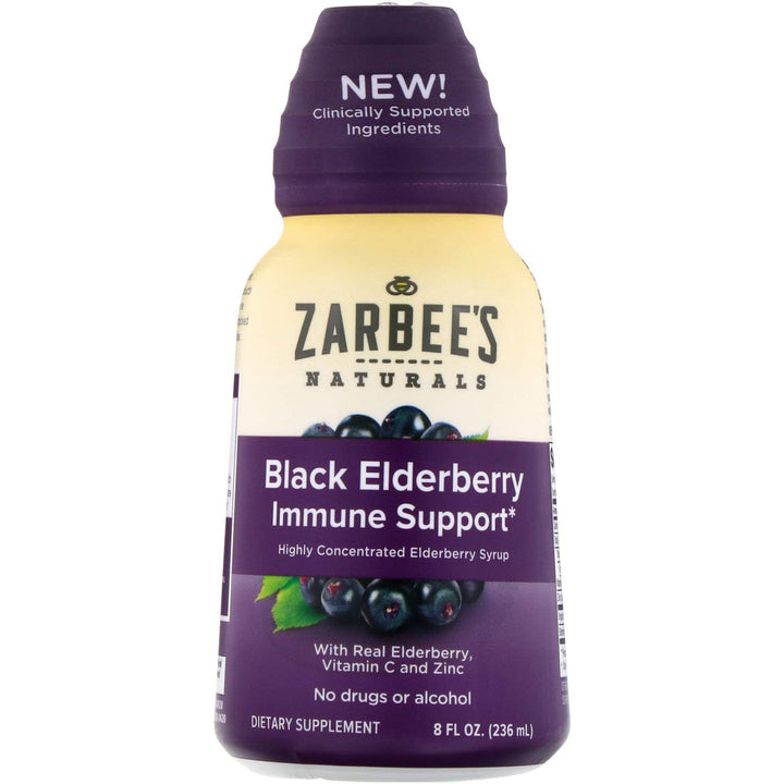 Zarbee''s Liquid Daily Immune Support, High Concentrate Liquid, with Real Elderberry Vitamin C & Zinc, Black Elderberry Flavor, For Daytime Use, 8 Fl Oz, brand is Zarbee''s