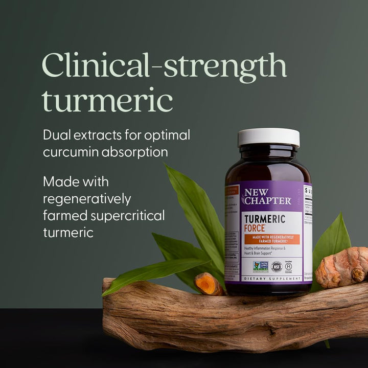 Turmeric Supplement, One Daily, Heart, Brain & Healthy Inflammation Support, Supercritical Turmeric Curcumin Means No Black Pepper Needed, Non-GMO, Gluten Free – 60 Count (2 Month Supply)