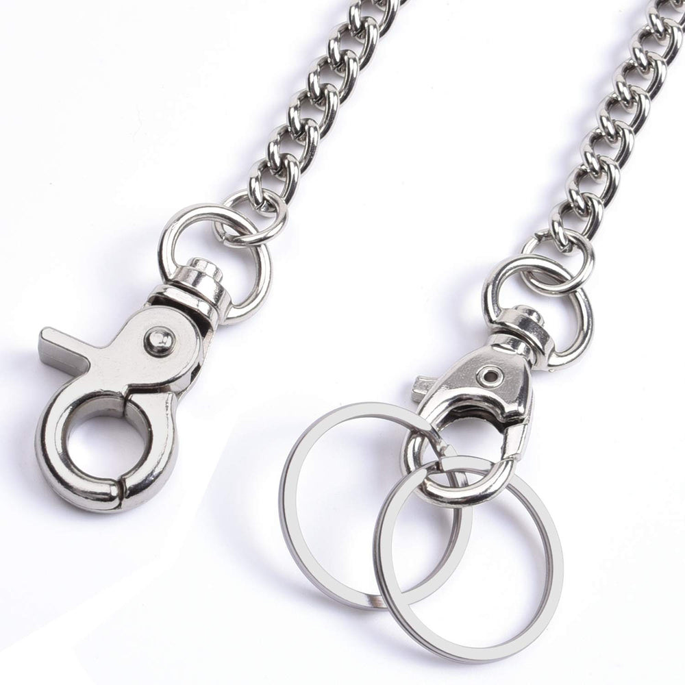 Wallet Chain, 16 inch Heavy Duty Pocket Keychain with Lobster Clasps and 2 Keyrings for Keys, Wallet, Jeans, Pants, Belt Loop, Purse and Handbag