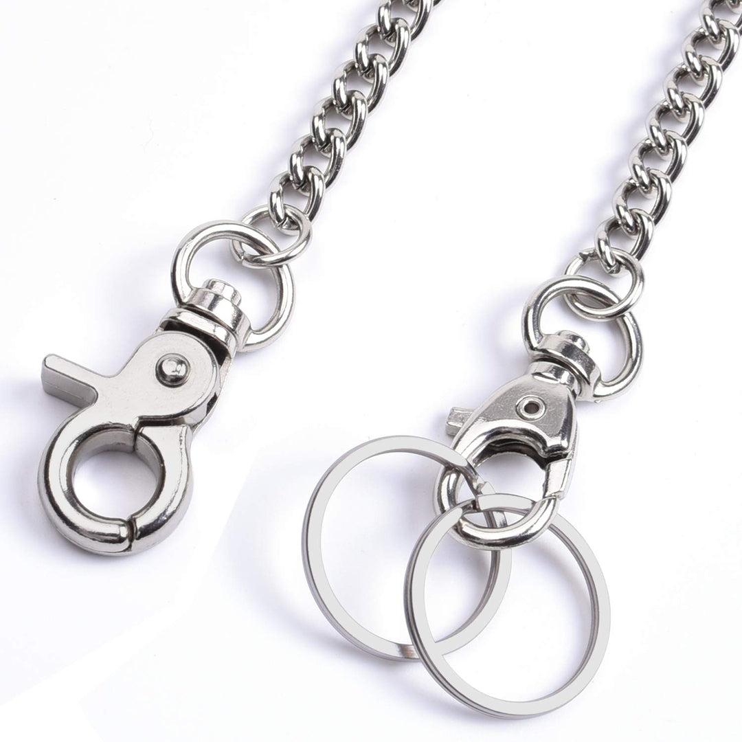 Wallet Chain, 16 inch Heavy Duty Pocket Keychain with Lobster Clasps and 2 Keyrings for Keys, Wallet, Jeans, Pants, Belt Loop, Purse and Handbag