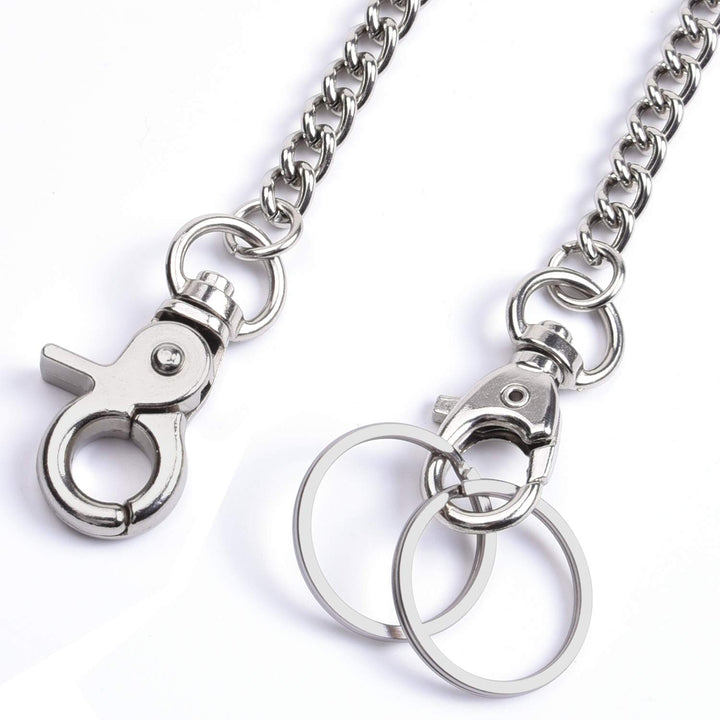 Wallet Chain, 16 inch Heavy Duty Pocket Keychain with Lobster Clasps and 2 Keyrings for Keys, Wallet, Jeans, Pants, Belt Loop, Purse and Handbag