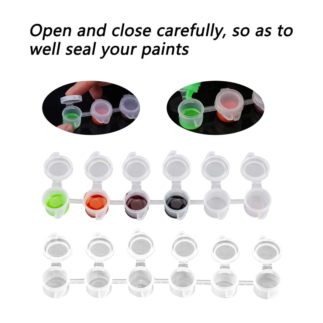 150 Pots Empty Paint Pots Strips Mini Transparent Storage Containers Paint Arts Crafts Supplies for Classrooms Schools Paintings Art Festivals, 25 Strips (2ml)