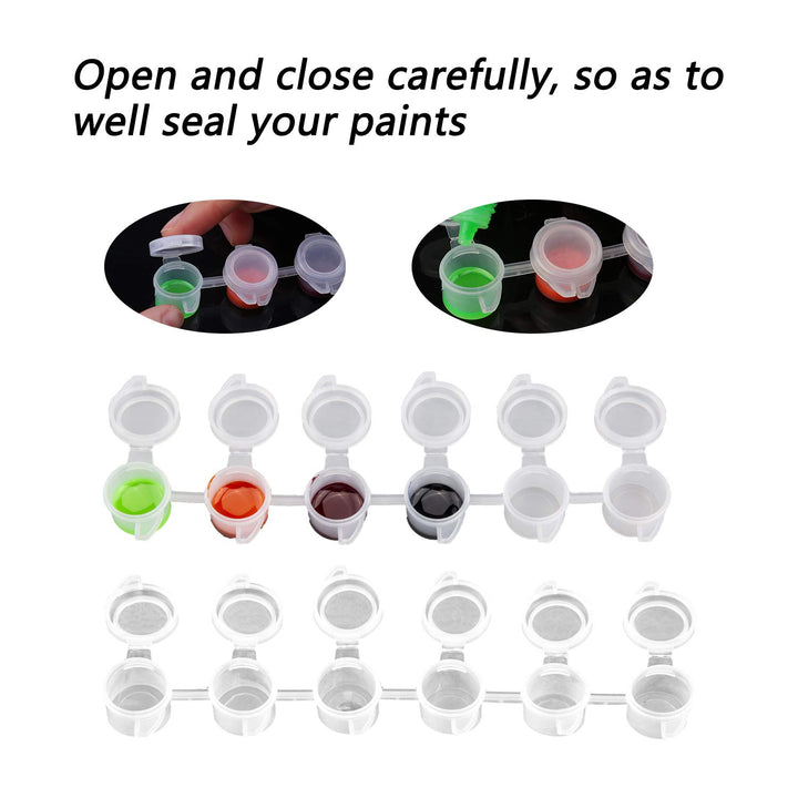 150 Pots Empty Paint Pots Strips Mini Transparent Storage Containers Paint Arts Crafts Supplies for Classrooms Schools Paintings Art Festivals, 25 Strips (2ml)