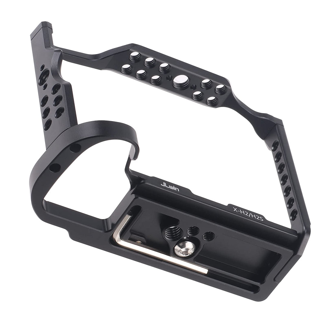 Camera Cage Video Filmmaking Stabilizer Rig Aluminium Alloy Extension Frame with Cold Shoe and 1/4 3/8 Screw Mouting for Fujifilm X-H2/X-H2S Camera