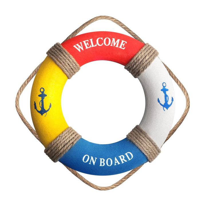 12.2 Nautical Life Ring Decoration Nautical Decorative Life Ring Beach Lifebuoy Decor Life Ring Wall Art for Home Wall Door Hanging Decoration,Red & Blue & White & Yellow