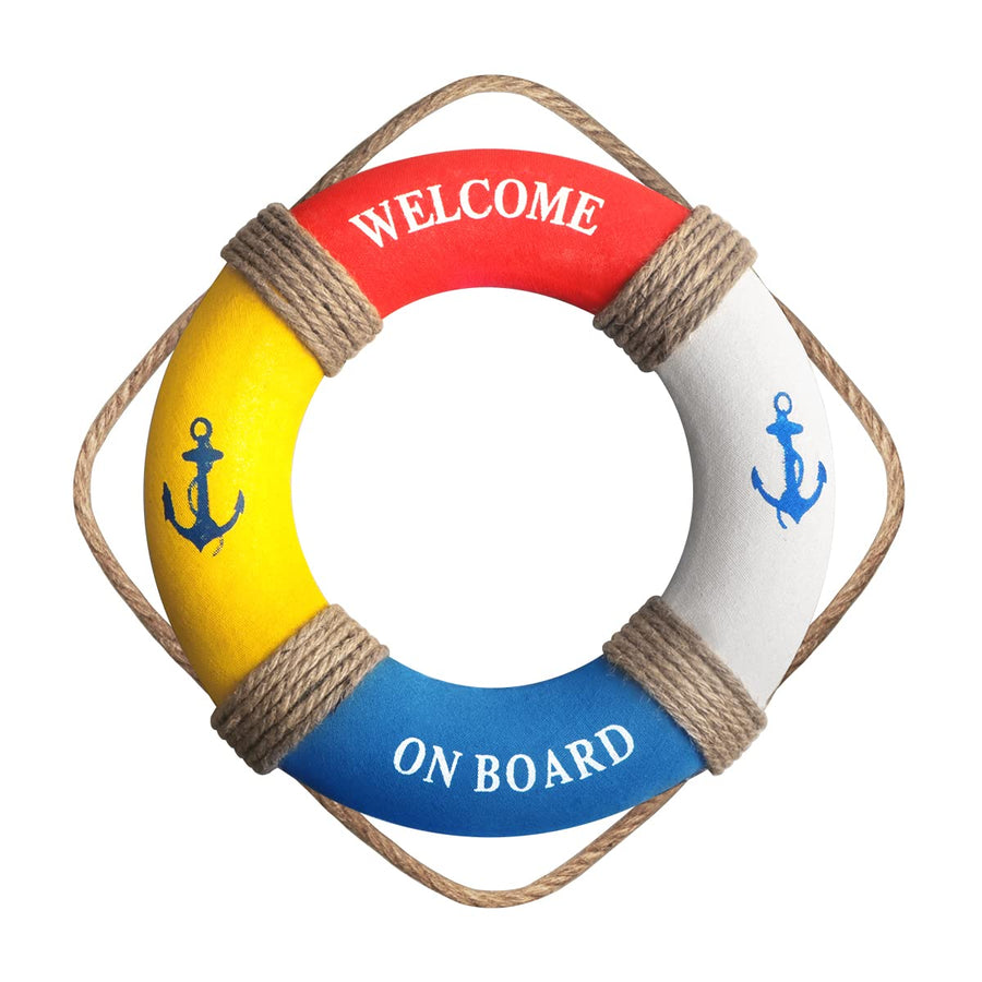 12.2 Nautical Life Ring Decoration Nautical Decorative Life Ring Beach Lifebuoy Decor Life Ring Wall Art for Home Wall Door Hanging Decoration,Red & Blue & White & Yellow