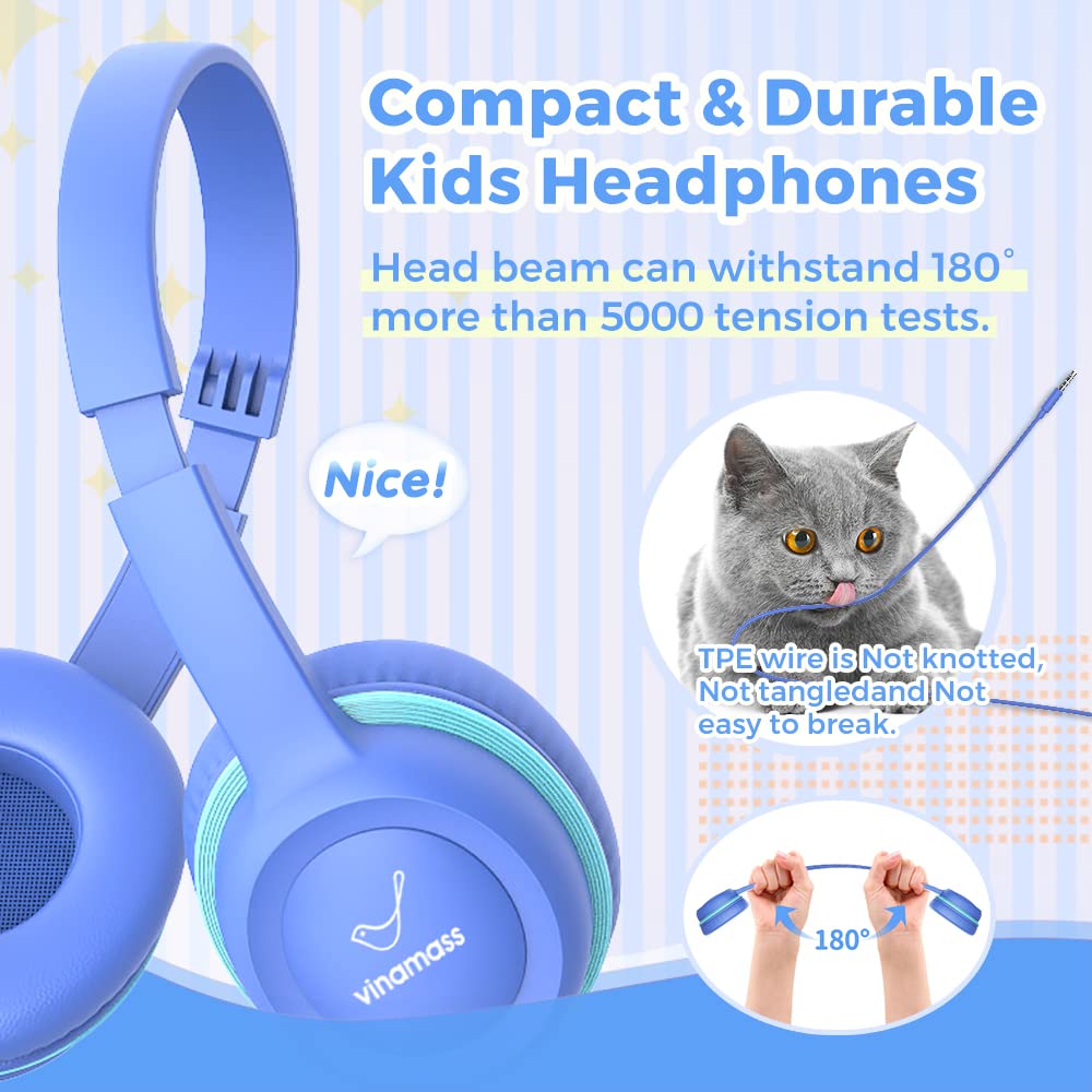 Kids Headphones, Ear Headphones for Kids, Wired Headphones with Safe Volume Limiter 85dB, Kids Headphones with Cord 3.5mm Jack Wired for Children/School