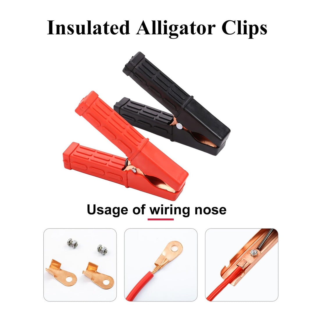 2Pcs 100A Heavy-Duty Insulated Alligator Clips,Battery Crocodile Electrical Test Clamps,Battery Charger Clamp for Car Auto Vehicle Boat Red and Black