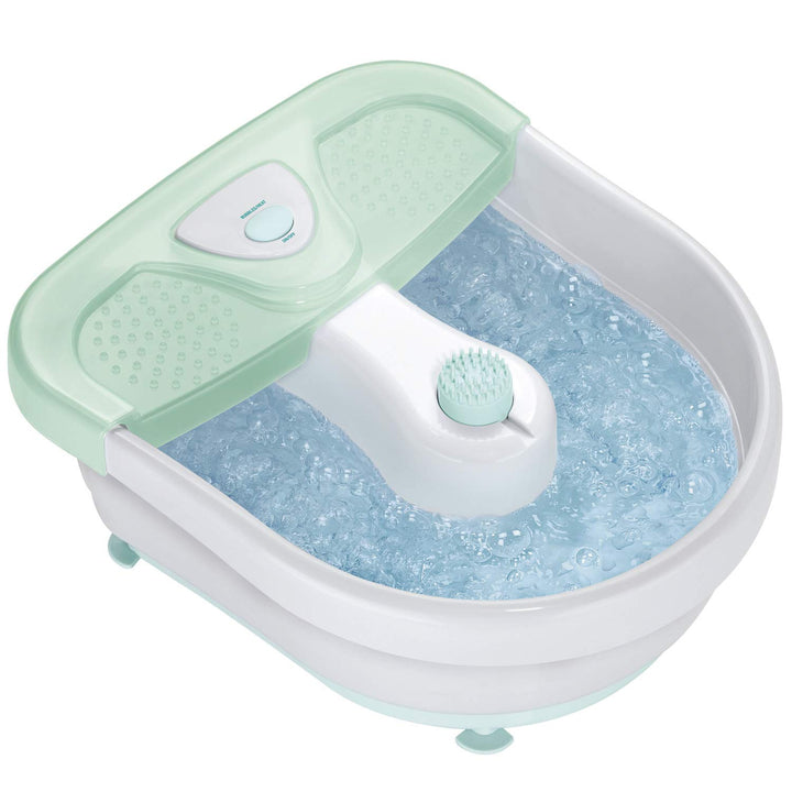 Soothing Pedicure Foot Spa Bath with Bubbles, Deep Basin Relaxing Foot Bath with Jets, Seafoam/White