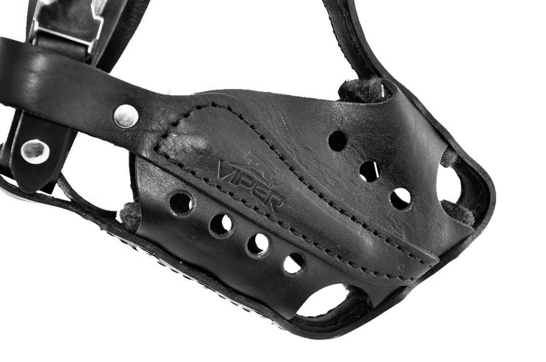 Bravo Leather Agitation Muzzle with Quick Release Buckle for Dogs,Black