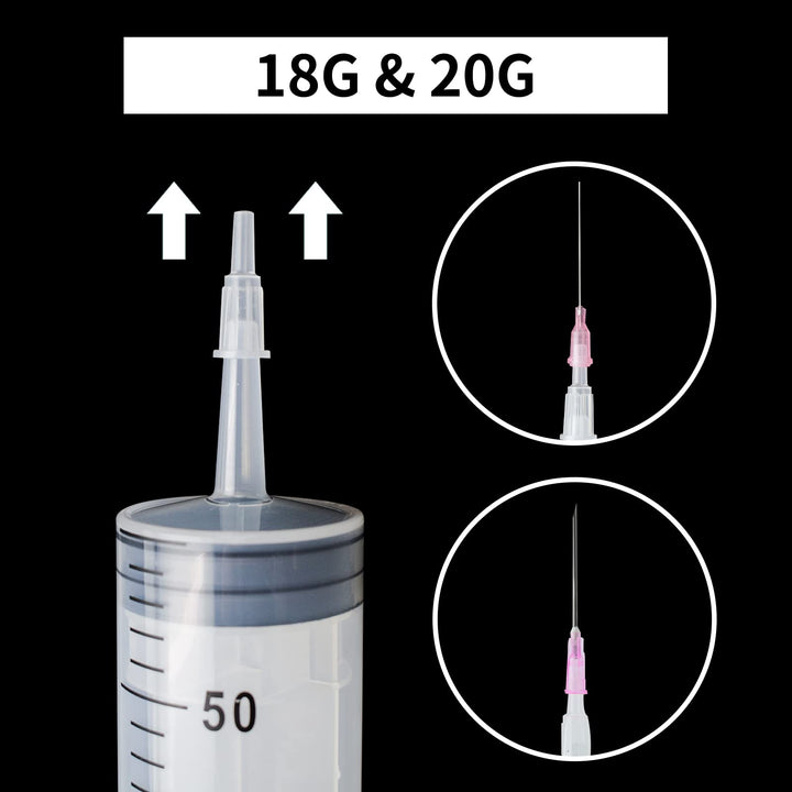 2 Pack 300ml Syringe with 40 Inch Tube and 18Ga 20Ga Dispensing Needle for Scientific Labs, Watering, Refilling