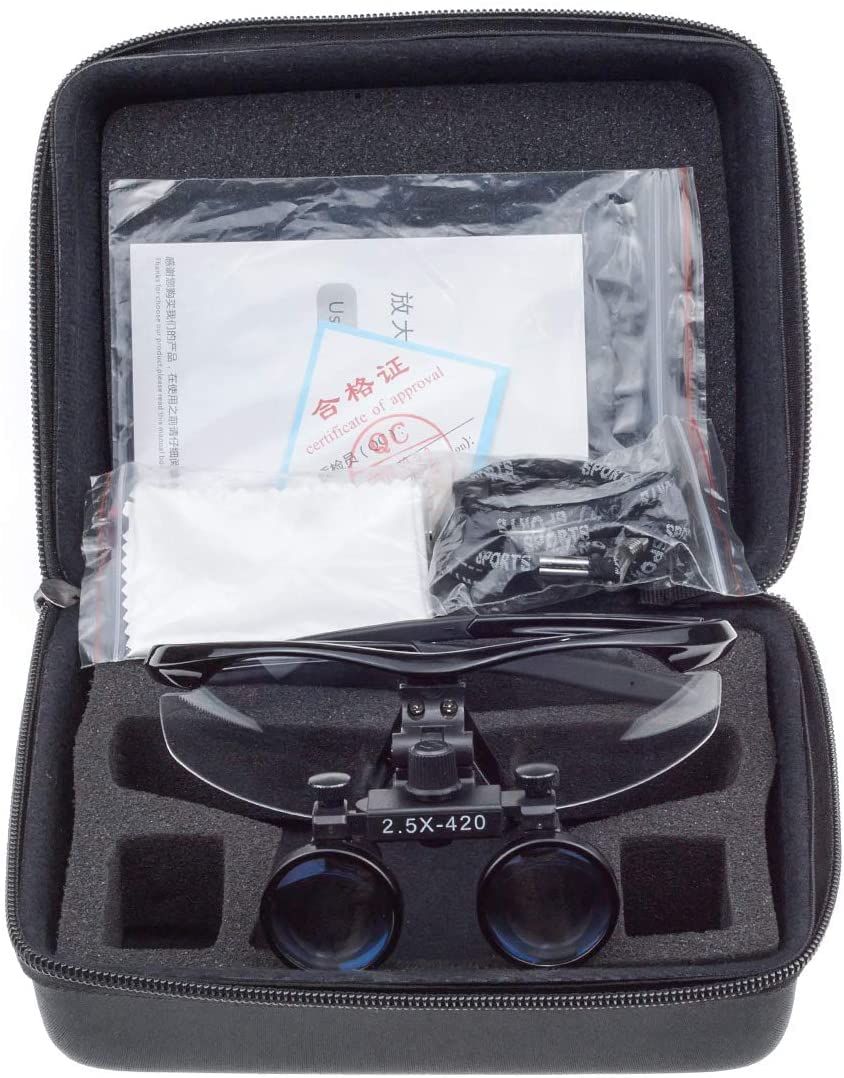 2.5X Magnifying Glass Loupe Binocular Loupe Surgery Surgical Magnifier Medical Operation (Black)