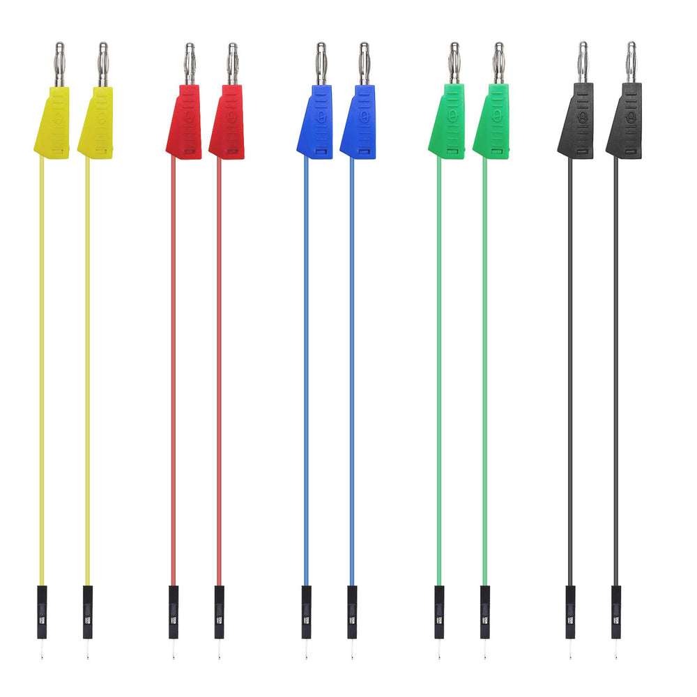 Stackable Banana Plug to Breadboard Male Jumper Wires Soft Flexible Silicone Test Leads for Electrical Testing