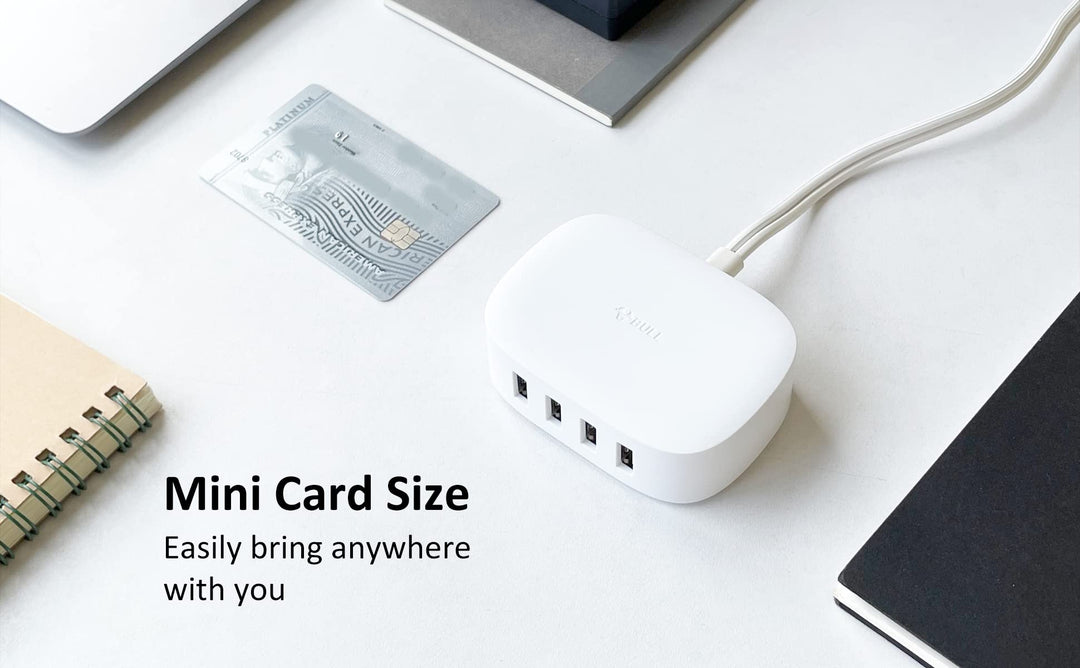 USB Charging Station 4 Port - USB Charger Block Multiple USB Charging Station, USB Wall Charger USB Charger Cable White 6ft USB Charging Hub for Multiple Devices (ULlisted)
