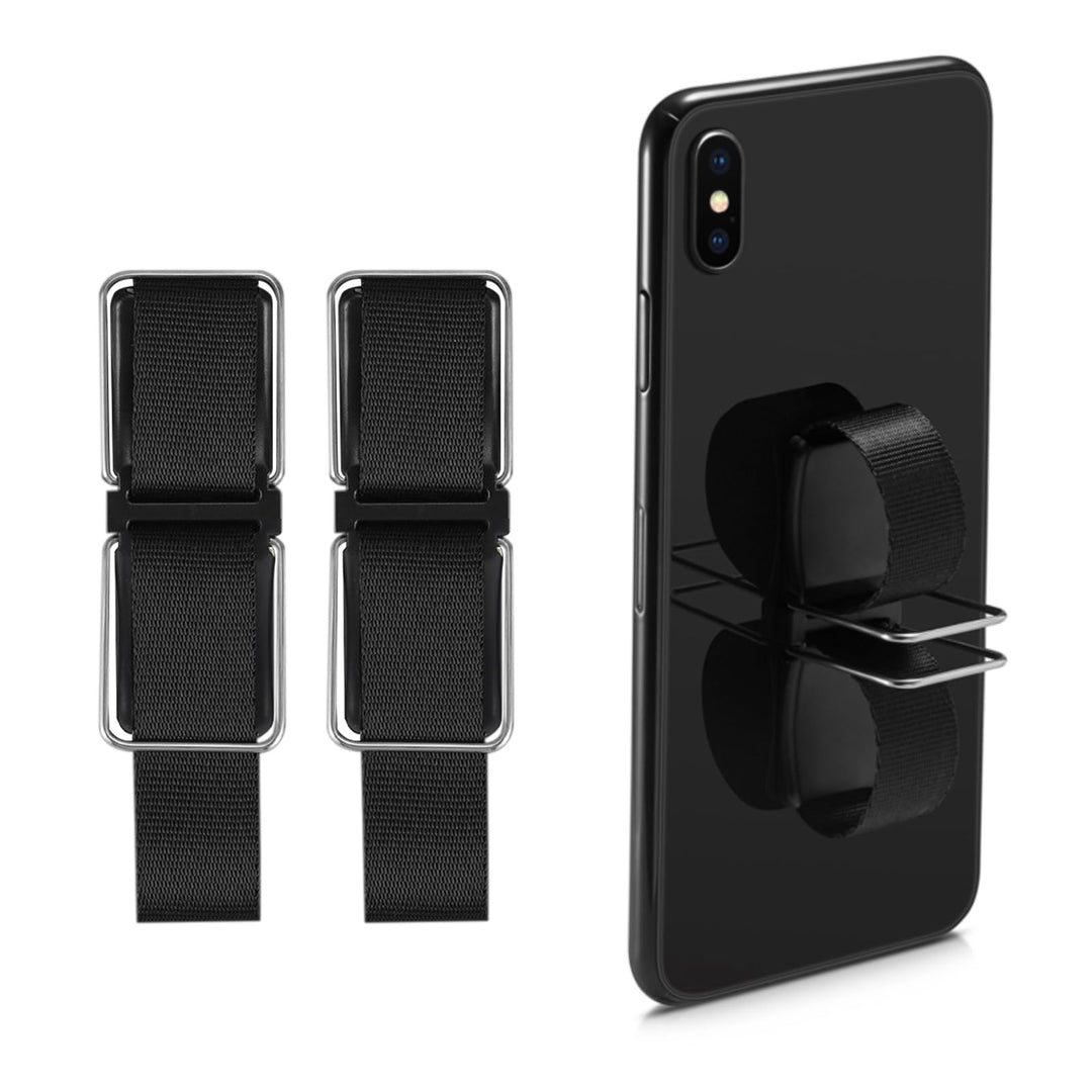 Phone Grip Strap Finger Holder, Phone Loop Kickstand, Hand Holder for Back of Phone (Black, 2 Pack)