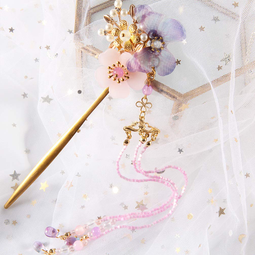 Retro Butterfly Hairpin,Beautiful Classical Headwpiece Vintage Cultural Hair Pin Bead Tassel Hair Sticks Pin for Hair Styling