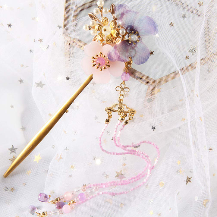 Retro Butterfly Hairpin,Beautiful Classical Headwpiece Vintage Cultural Hair Pin Bead Tassel Hair Sticks Pin for Hair Styling