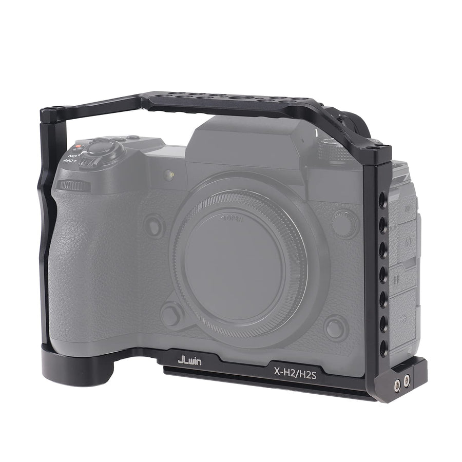 Camera Cage Video Filmmaking Stabilizer Rig Aluminium Alloy Extension Frame with Cold Shoe and 1/4 3/8 Screw Mouting for Fujifilm X-H2/X-H2S Camera