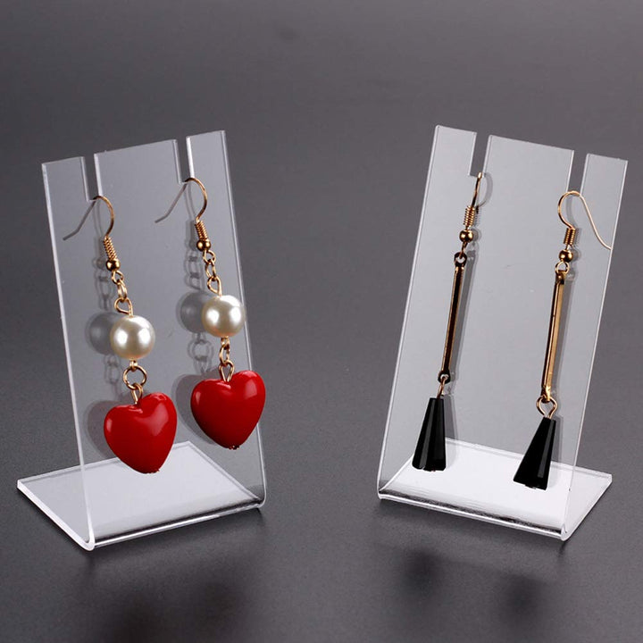 4Pcs Acrylic L Shape Earring Display Stand Rack Showcase Retail Display Case Holder for Earring Necklace Pendant Jewelry Photography Display Props, Clear