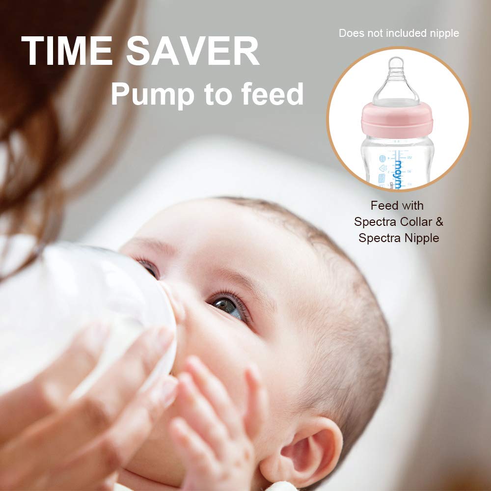 Wide-Mouth Milk Storage Collection Bottle with Travel Cap and Sealing Ring ; Can Replace Spectra S1 S2 Avent Natural Classic Bottles, Motif Luna, Twist Ameda MYA Bottle; 4pc