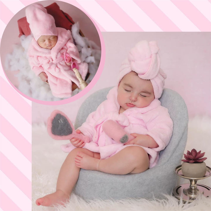Newborn Baby Photo Props Bathrobes with Towel Sets for Boys Girls Baby Photography Props Pink