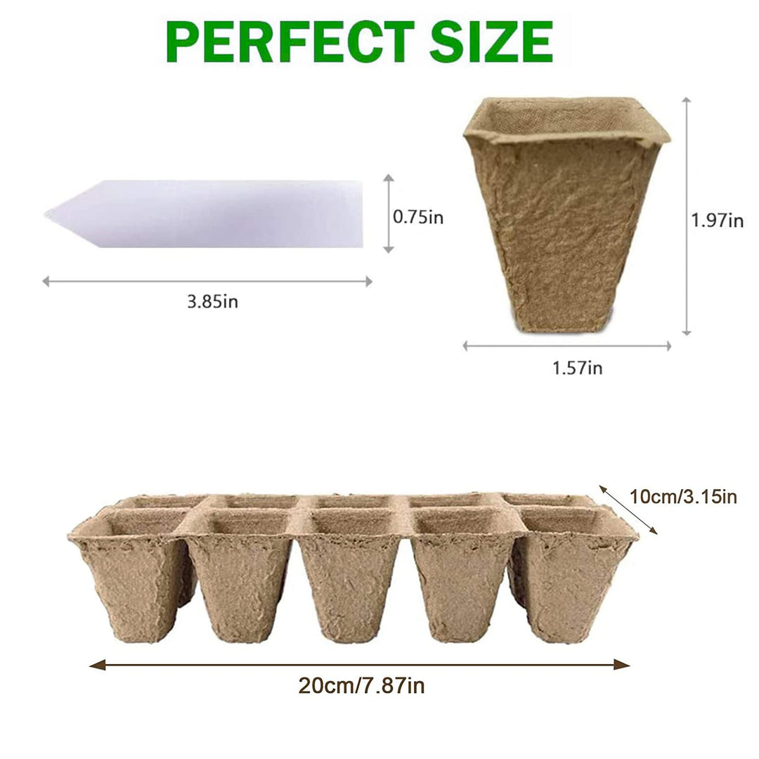24 Packs Peat Pots Seed Starter Tray, 240 Cells Biodegradable Seedling Pots Germination Trays, Organic Plant Starter Kit with 40 PCS Plant Labels