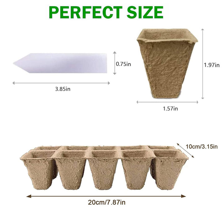 24 Packs Peat Pots Seed Starter Tray, 240 Cells Biodegradable Seedling Pots Germination Trays, Organic Plant Starter Kit with 40 PCS Plant Labels