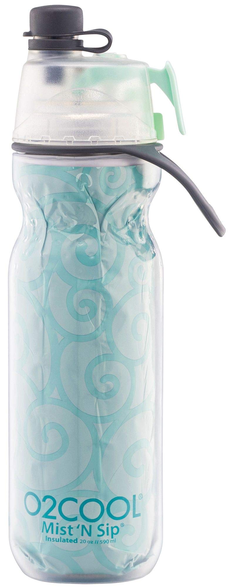 Mist 'N Sip Misting Water Bottle 2-in-1 Mist And Sip Function With No Leak Pull Top Spout Sports Water Bottle Reusable Water Bottle - 20 oz (Yoga Mint)