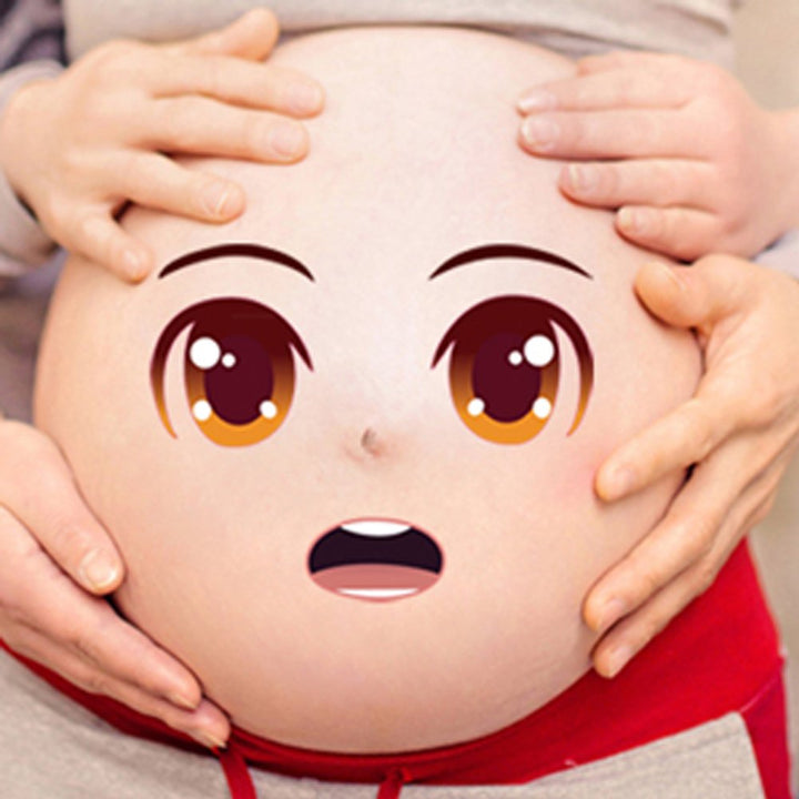 Women's Facial Expressions Pregnancy Baby Bump Belly Stickers Maternity Week Stickers Pregnant Woman Photography Props 5 Sheets