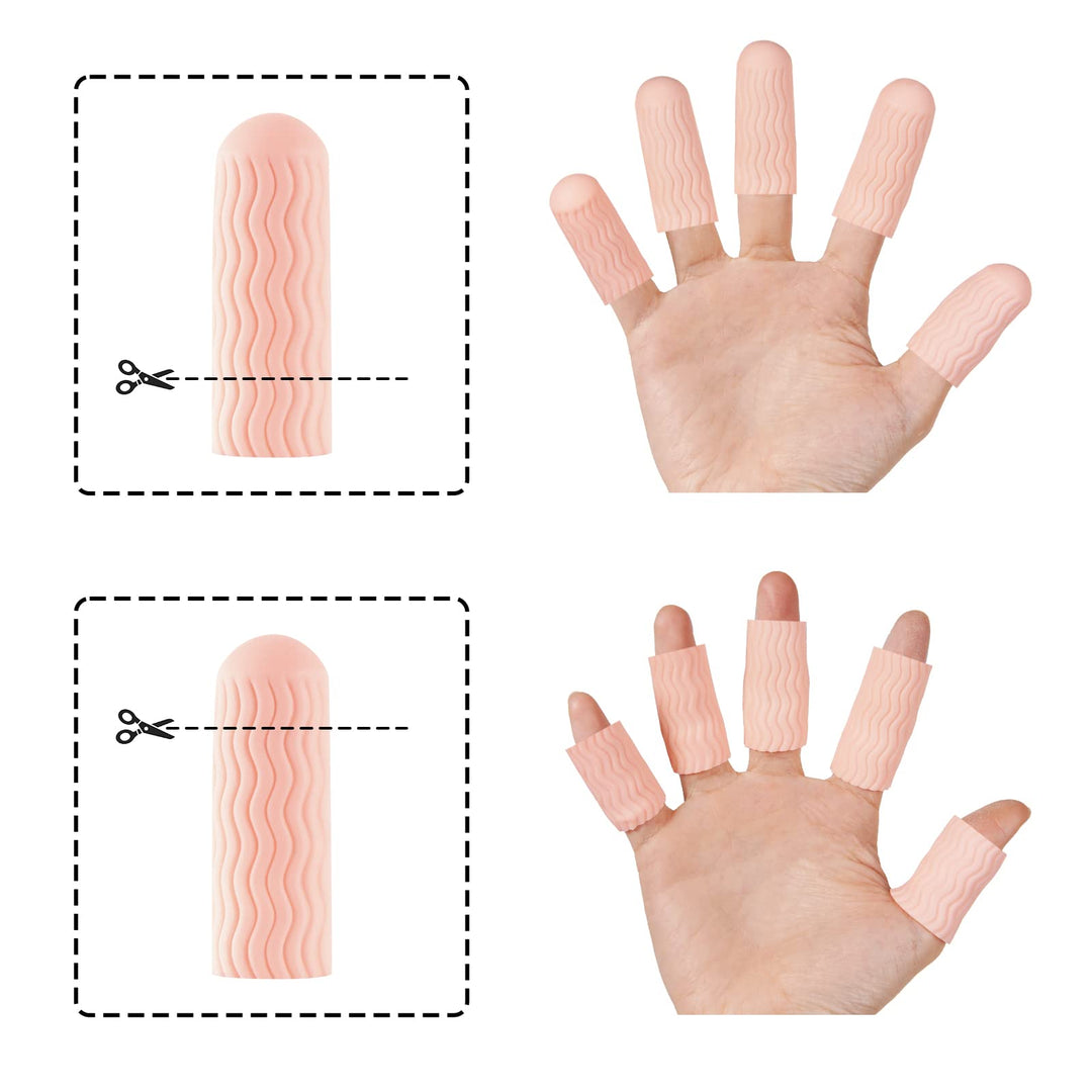 12 PCS Finger Cots - Finger Protectors Gel Finger Gloves Covers Fingertip Sleeves Guards for Cracked Skin, Trigger Finger and More, Large Size